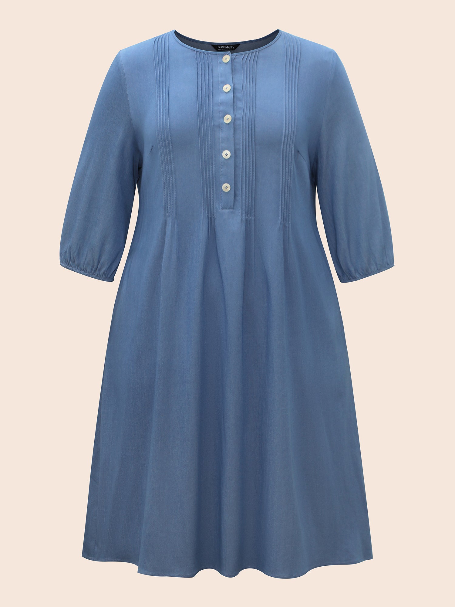 Solid Pleated Button Up Dress