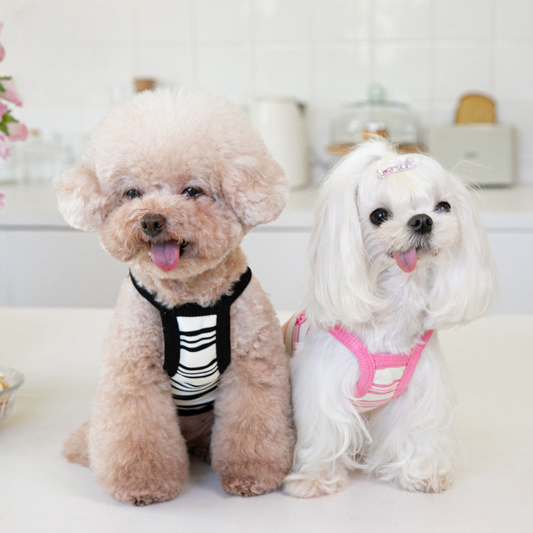 Sweet Heart Striped Dog Cat Cropped Vest