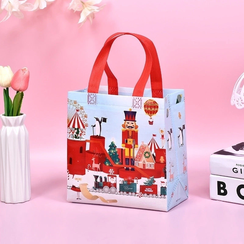 Hot Sale Christmas Non Woven Bag Christmas Cottage Tote Shopping Gifts Student Supplies Storage Bag