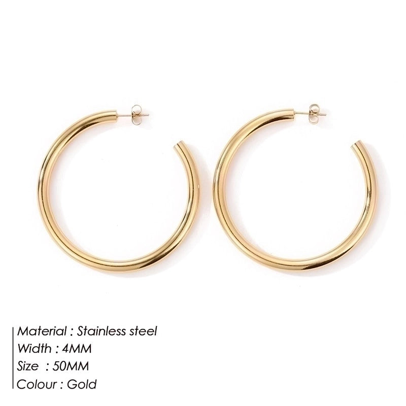 Fashion Geometric Plating 304 Stainless Steel Hoop Earrings