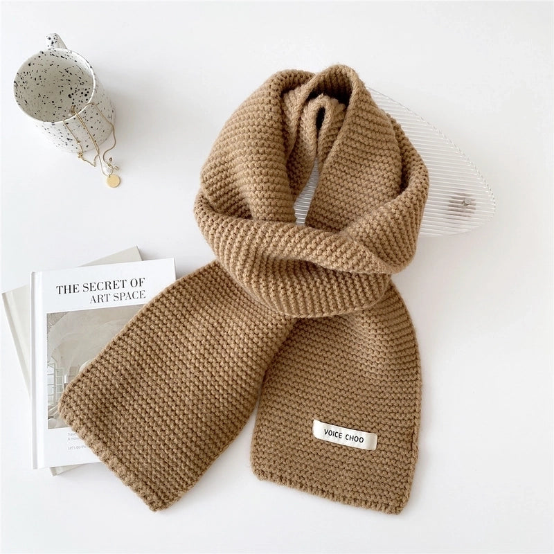 New Solid Color Scarf Women's Winter Warm  Knitted Long Thickened  Student Wool Scarf