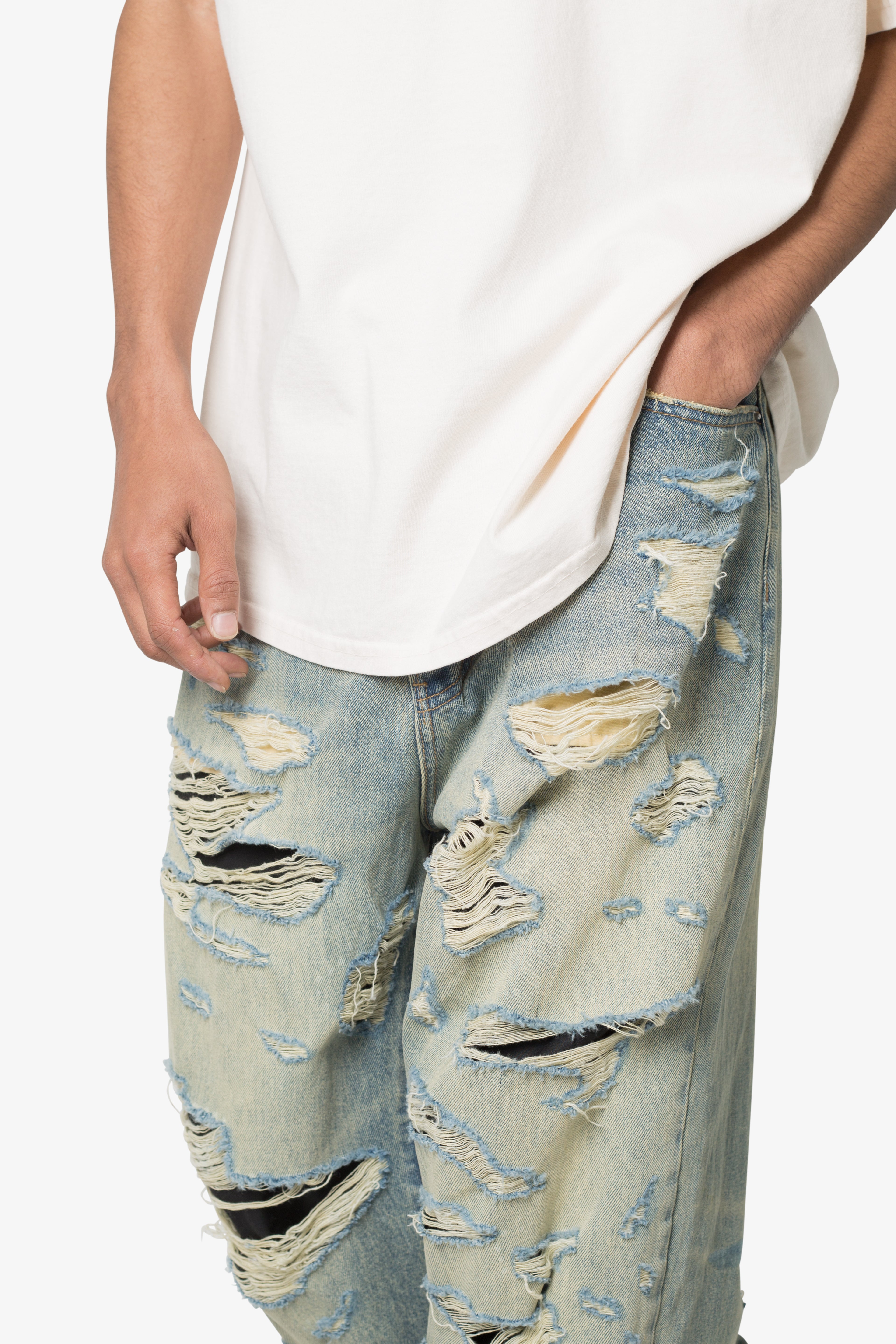 Ultra Baggy Distressed Denim - Vintage Blue