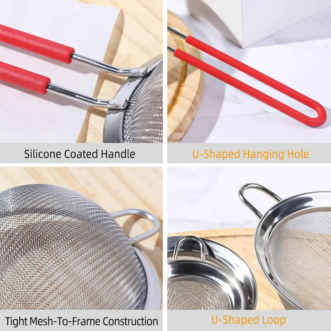 3pcs Set of Stainless Steel Strainers