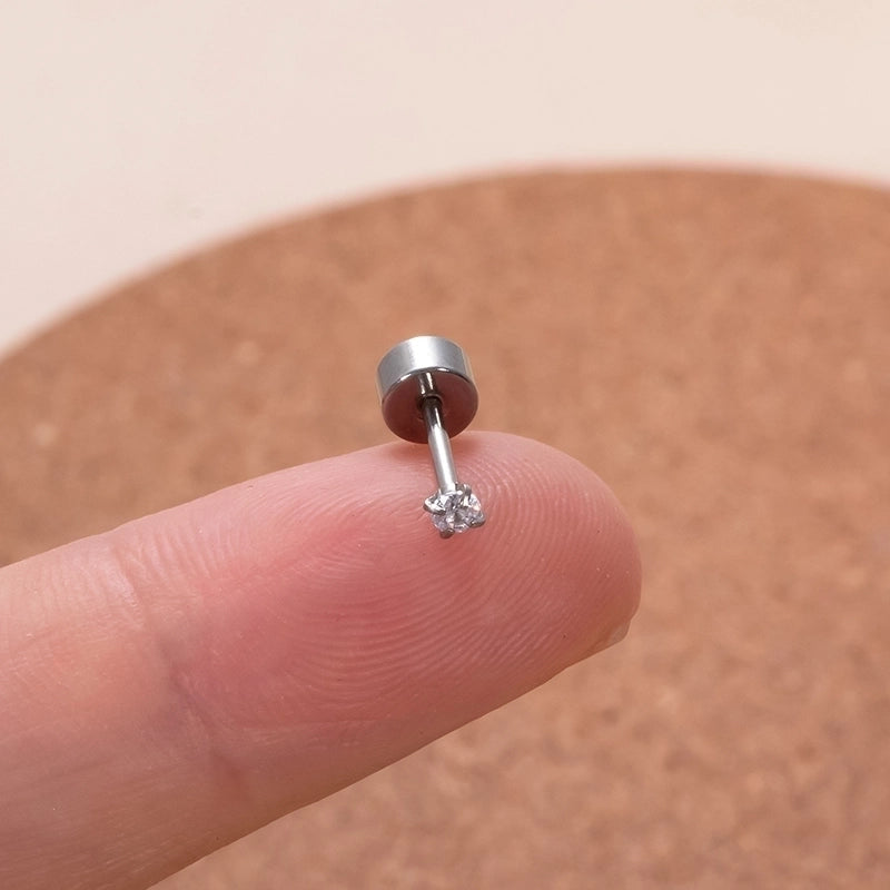1 Piece Ear Cartilage Rings & Studs Sweet Minimalist Classic Style Geometric Round 316L Stainless Steel  Plating Inlay Zircon