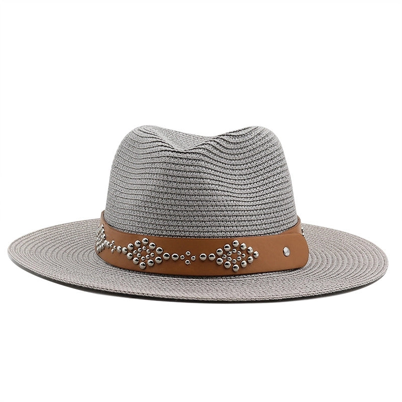Women's Minimalist Color Block Flat Eaves Straw Hat