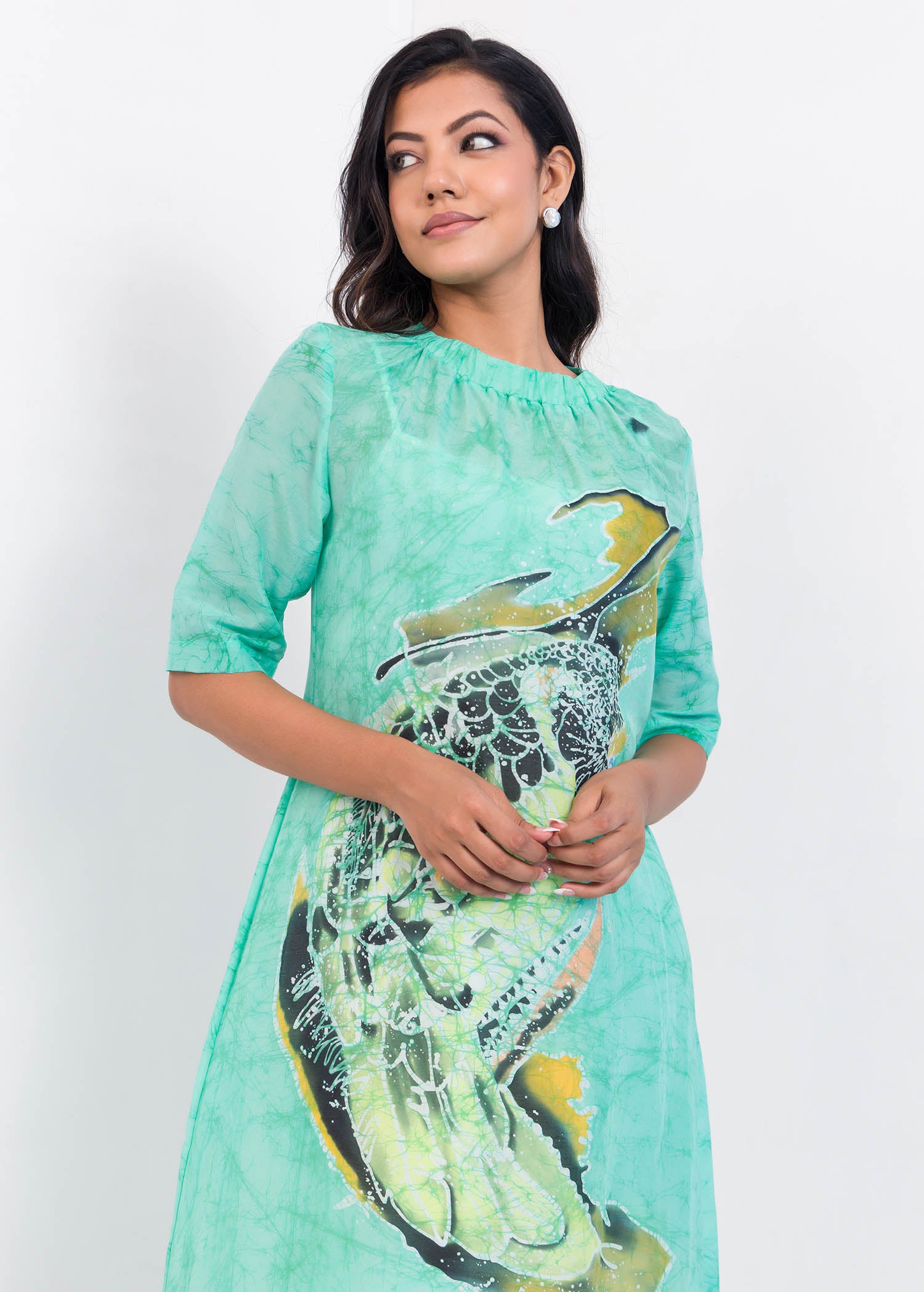 Birdie detailed batik mid - calf dress