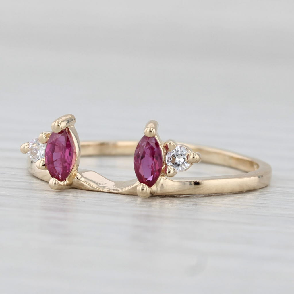 0.45ctw Ruby Diamond Ring Enhancer Guard 14k Yellow Gold Size 9.5 Wedding Band