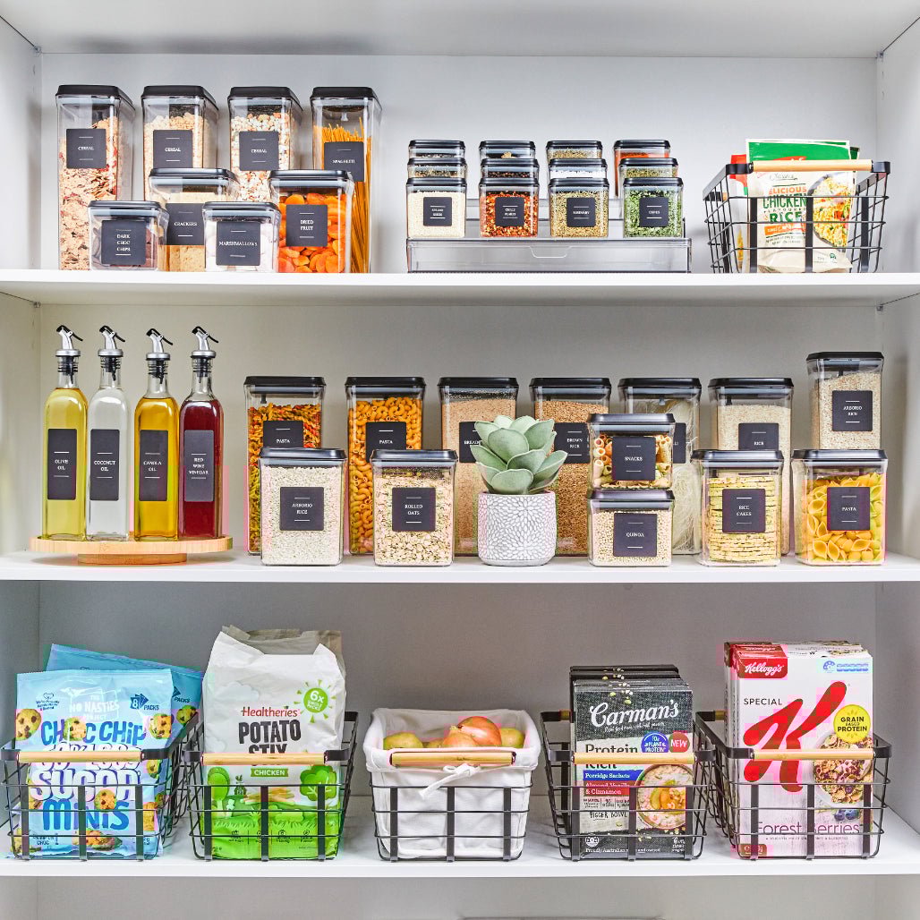 Push Top Pantry Container 5 Set - Black Lid