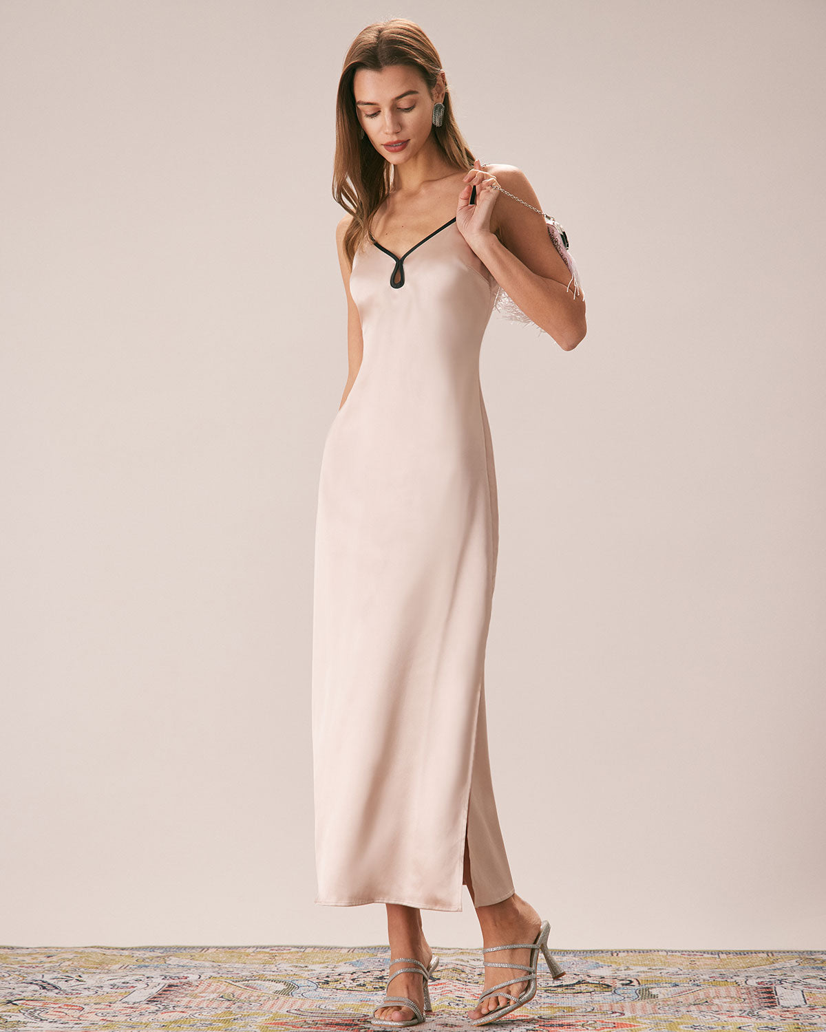 The Apricot Contrast Trim Satin Maxi Dress