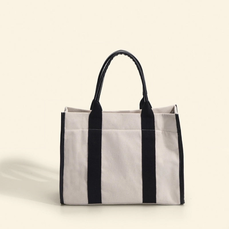 Women's Large All Seasons Canvas Color Block Streetwear Square Zipper Handbag