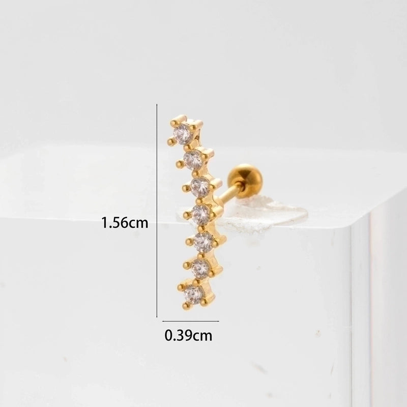 Ear Cartilage Rings & Studs Flower 316L Stainless Steel  Copper Inlaid Zircon