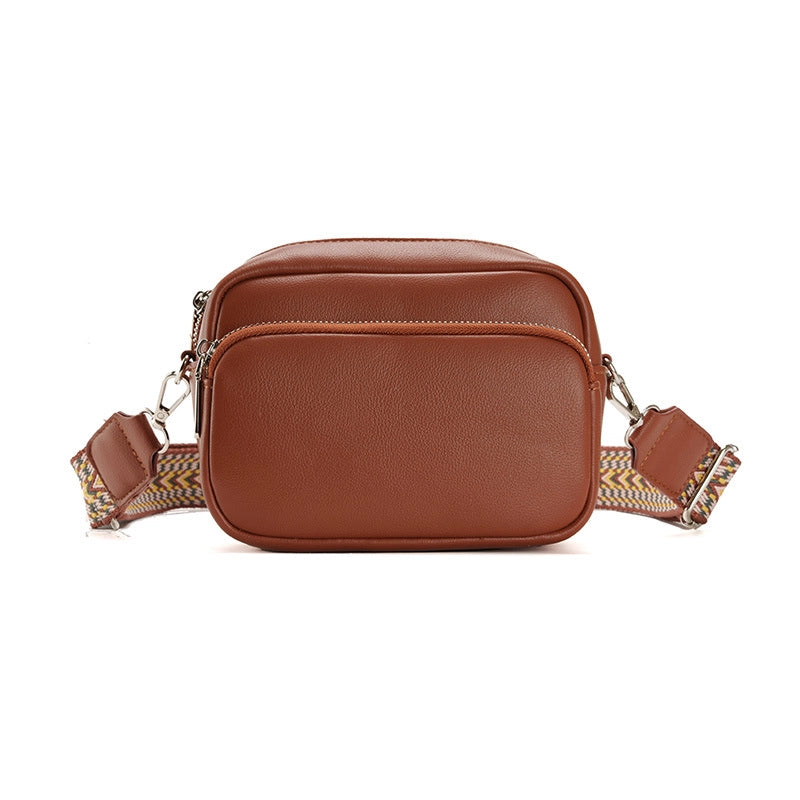 Women's Pu Leather Solid Color Basic Square Zipper Crossbody Bag