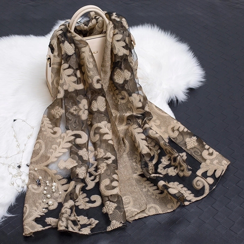 Women's Minimalist Color Block Organza Scarf
