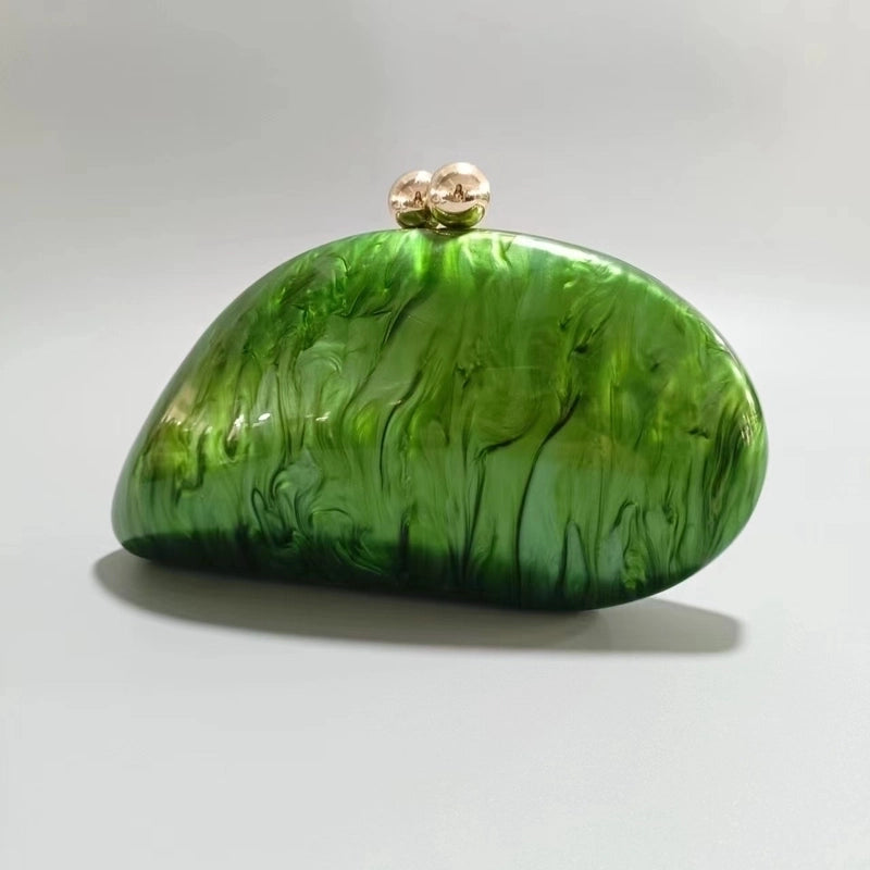 Green Arylic Solid Color Dumpling Shape Evening Bags