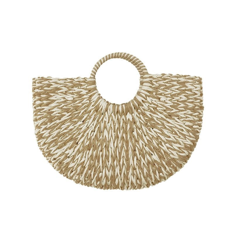 3 Pieces Women's Large Paper Multicolor Streetwear Weave Round Open Straw Bag