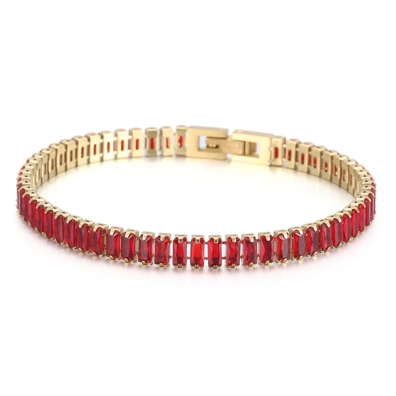 Elegant Solid Color Titanium Steel 18K Gold Plated Artificial Gemstones Bracelets In Bulk
