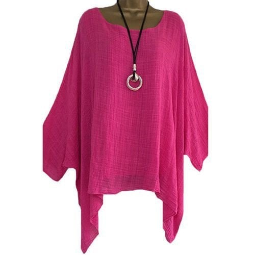 Fashion solid color round neck irregular shirt