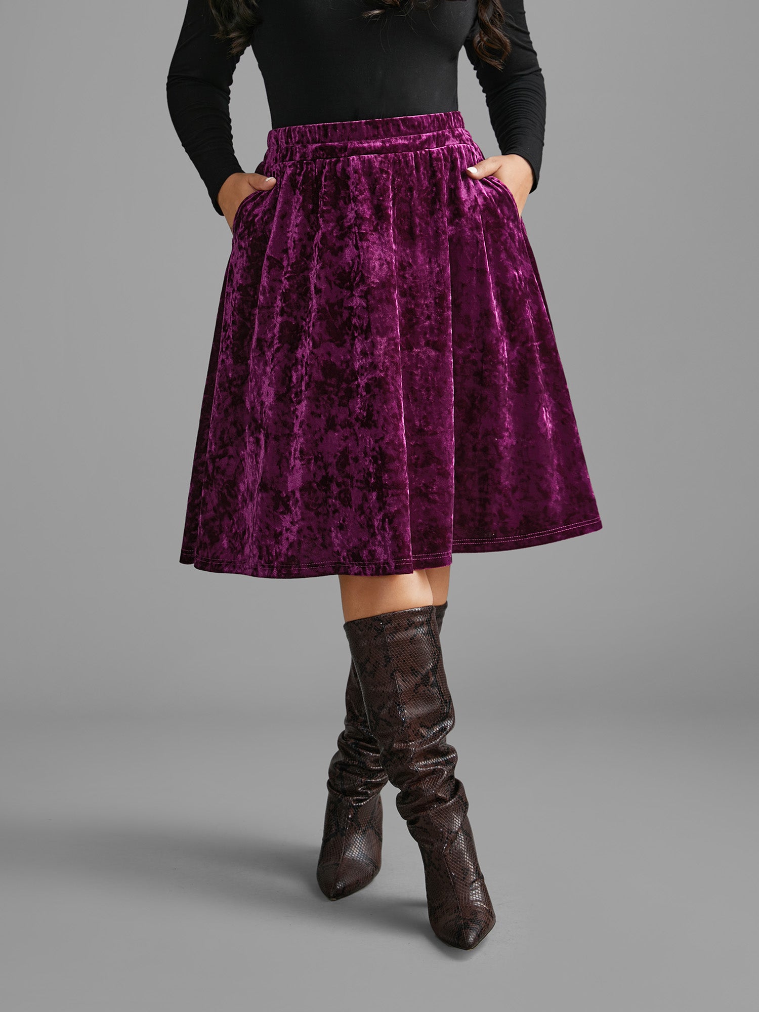 Velvet Elastic Waist Skirt