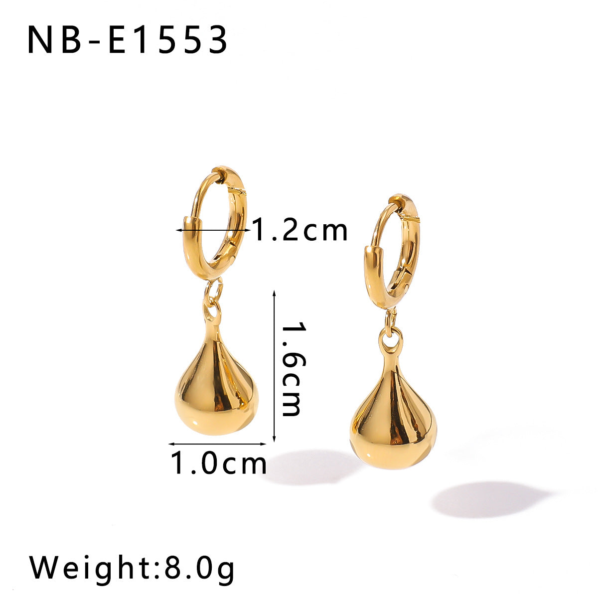 Simple Stainless Steel 18K Gold Plated Water Drop Earrings For Women Retro Personality Long