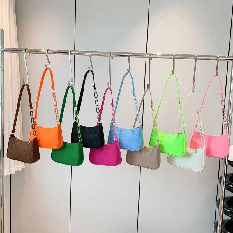 Women's Small Cloth Solid Color Basic Vintage Style Zipper Underarm Bag