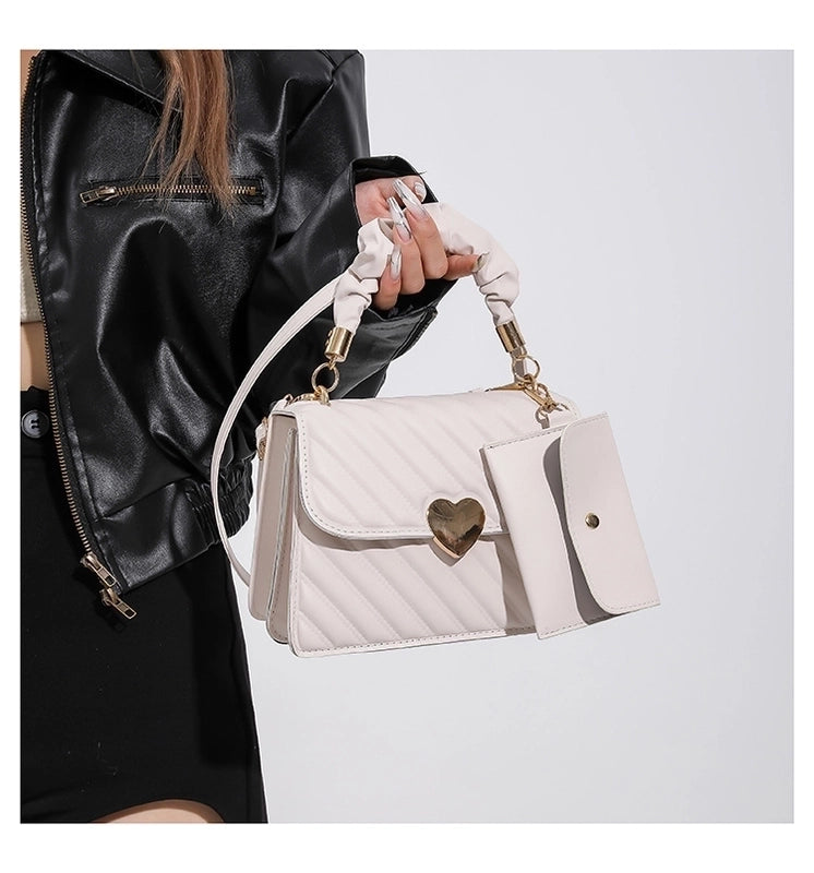 Women's Medium Pu Leather Solid Color Streetwear Magnetic Buckle Crossbody Bag