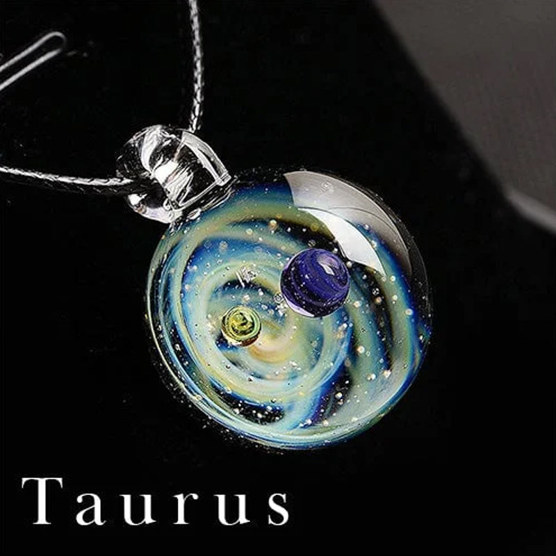 Cosmic starry glass bead pendant necklace