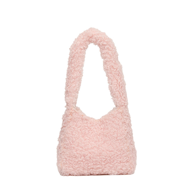Women's Medium Plush Solid Color Streetwear Square Magnetic Buckle Shoulder Bag