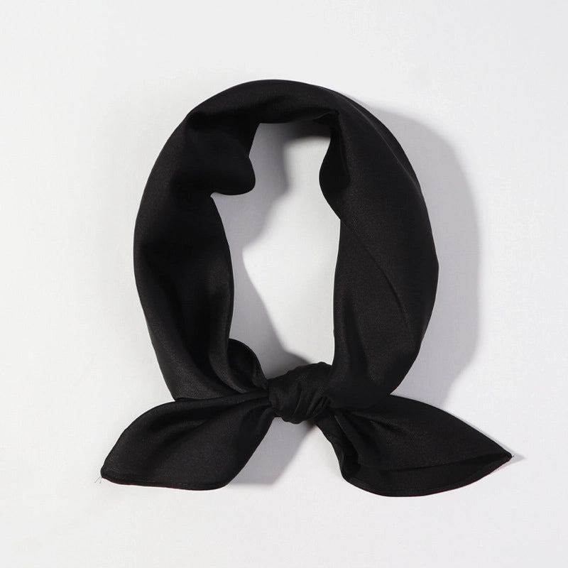 Spring And Autumn Summer Silk Scarf Small Square Solid Color Scarf Women's Tie Bag Silk Scarf Fashionable Elegant Ribbon