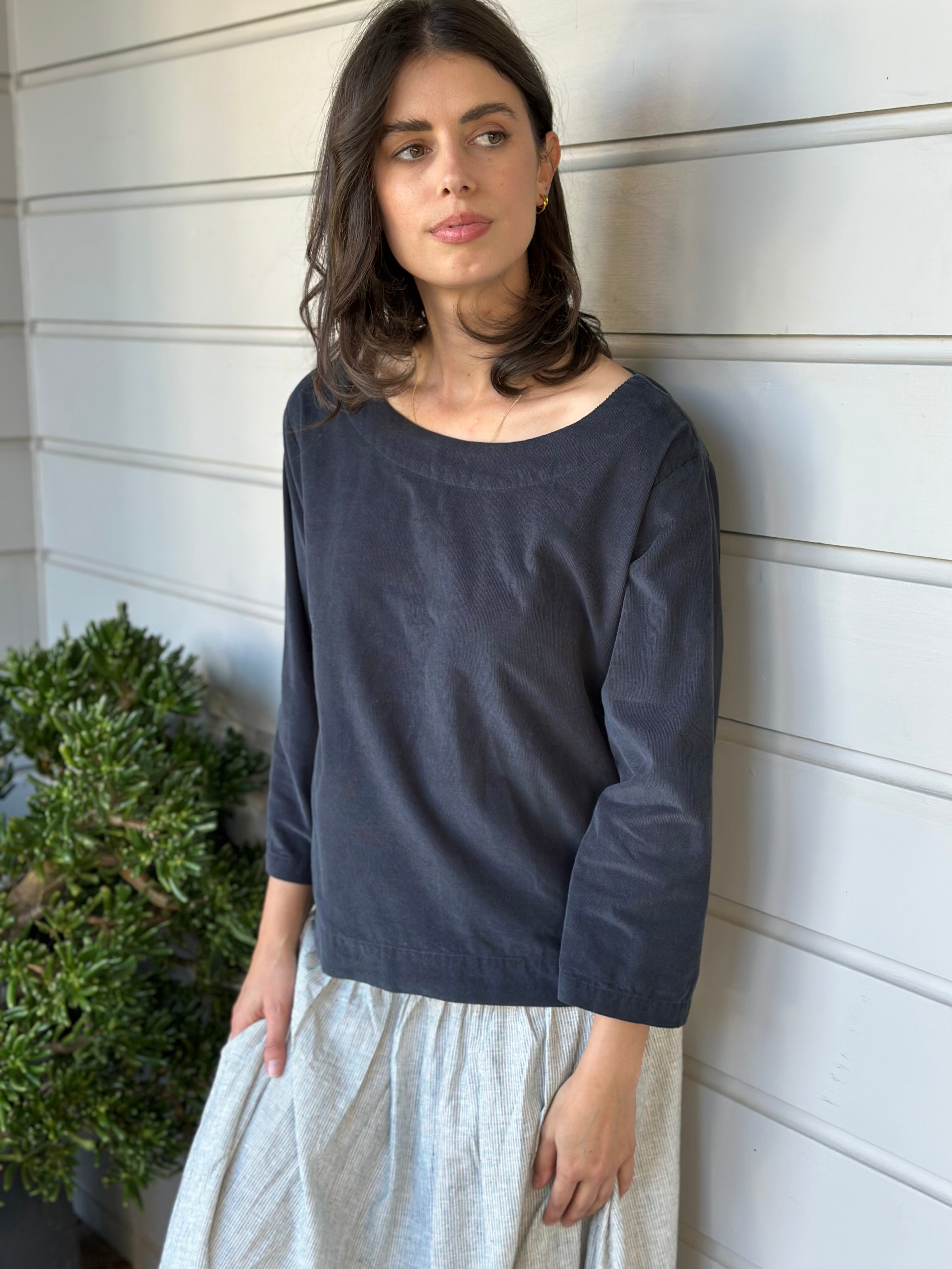 anya top - charcoal cord