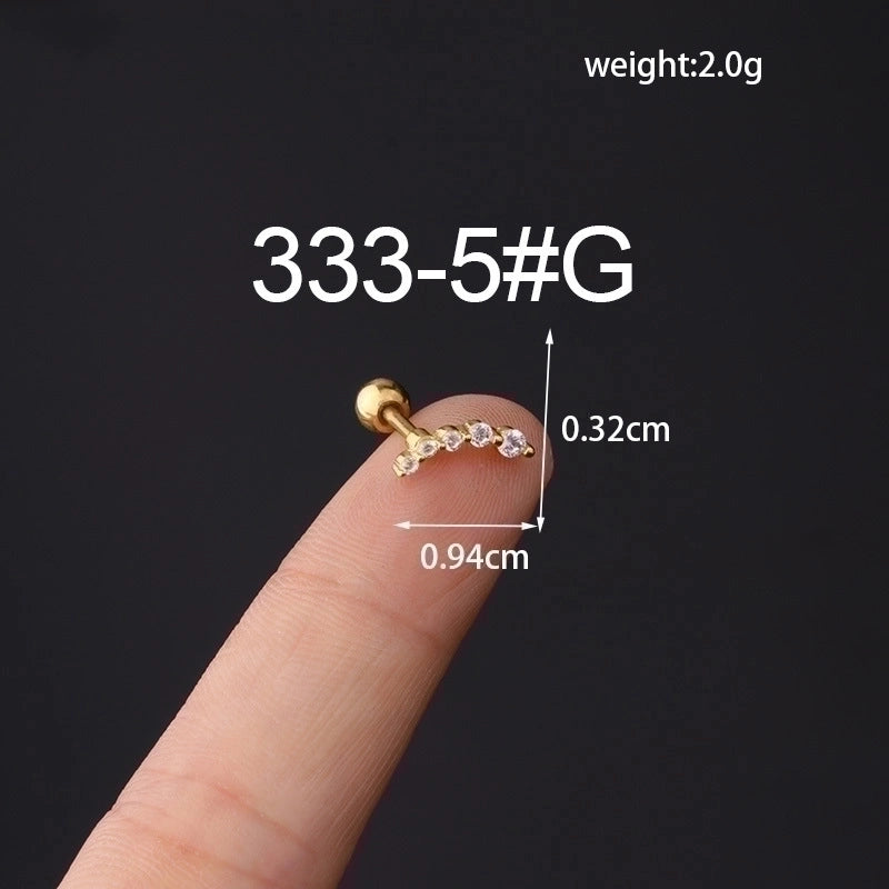 Ear Cartilage Rings & Studs Fashion Geometric Copper Plating Artificial Gemstones