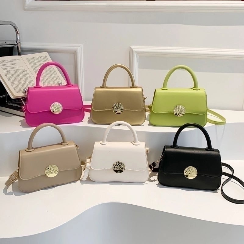 Women's Pu Leather Solid Color Basic Flip Cover Handbag