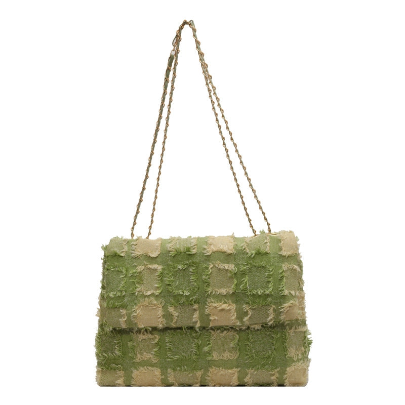Women's Medium Cloth Solid Color Streetwear Square Magnetic Buckle Shoulder Bag