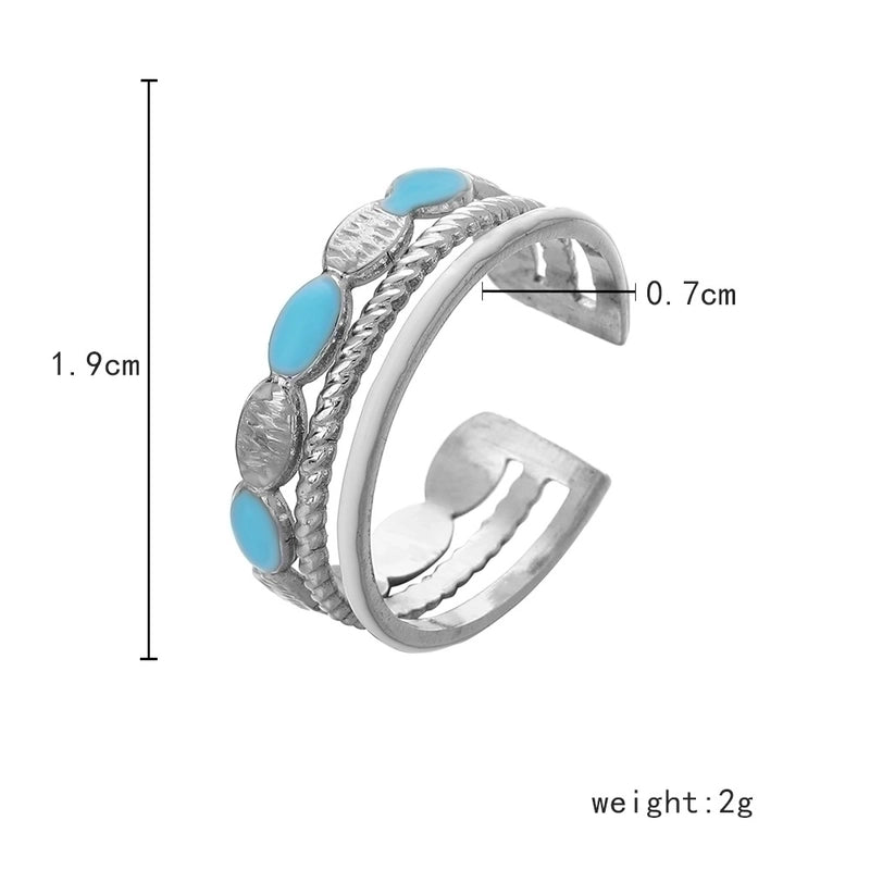 Ethnic Style Sun Star 304 Stainless Steel Artificial Gemstones Rhinestones Enamel Inlay Open Rings