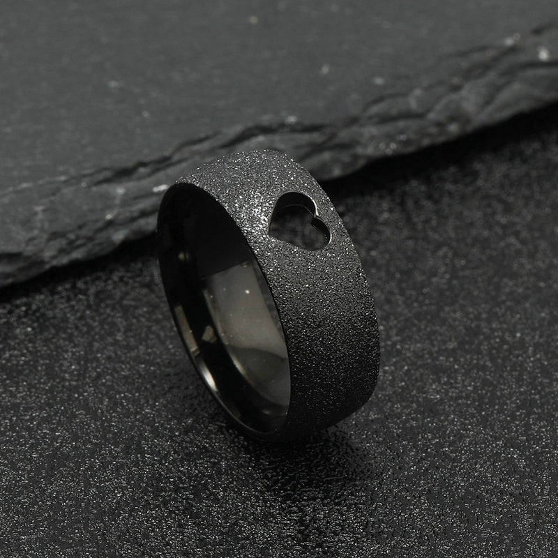 Stainless Steel Minimalist Electrocardiogram Heart Shape Plating Hollow Out Rings