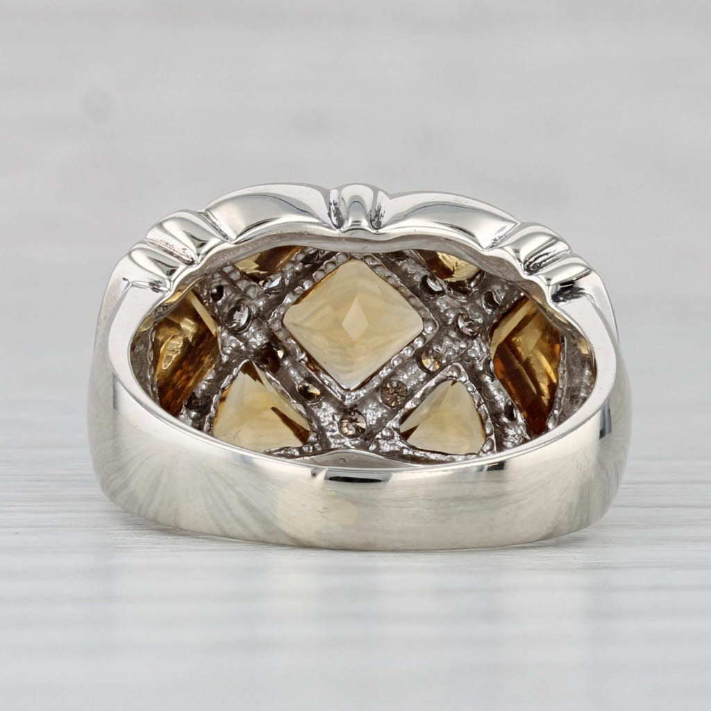 New Citrine Diamond X Ring 10k White Gold Size 8 Cocktail