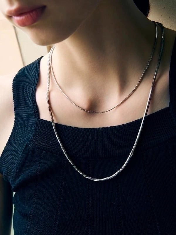IG Style Basic Solid Color 304 Stainless Steel 18K Gold Plated Plating Stainless Steel Necklaces