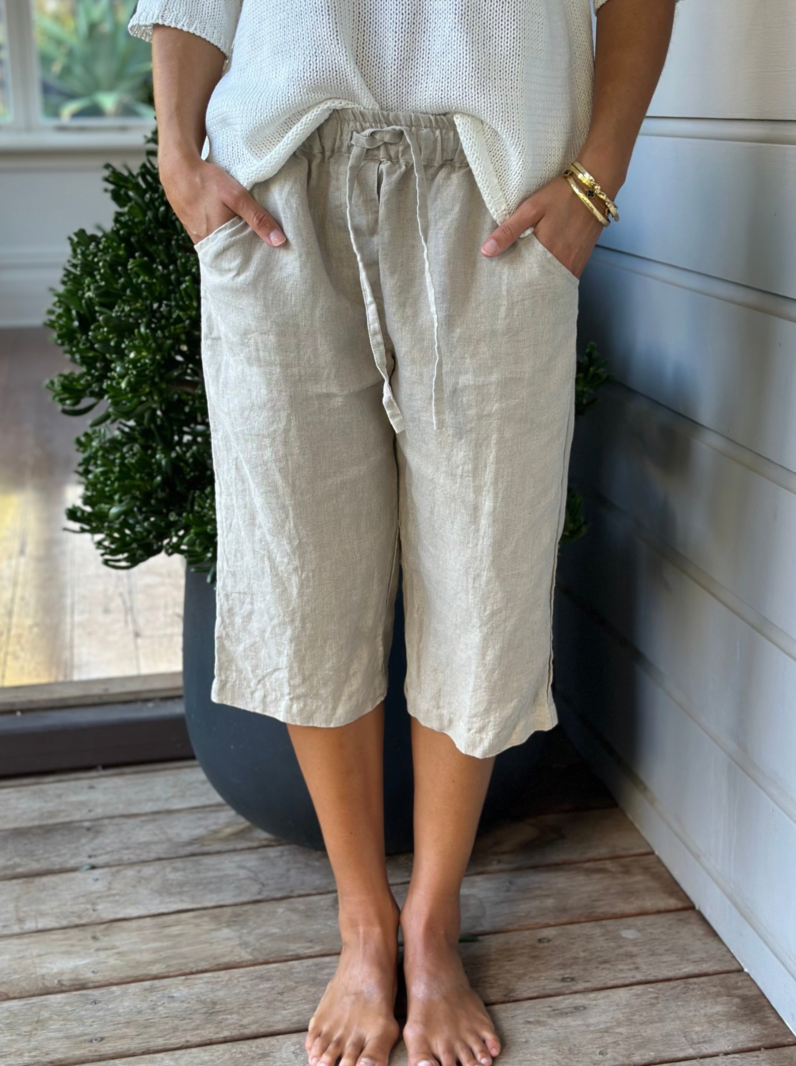billy short-natural linen