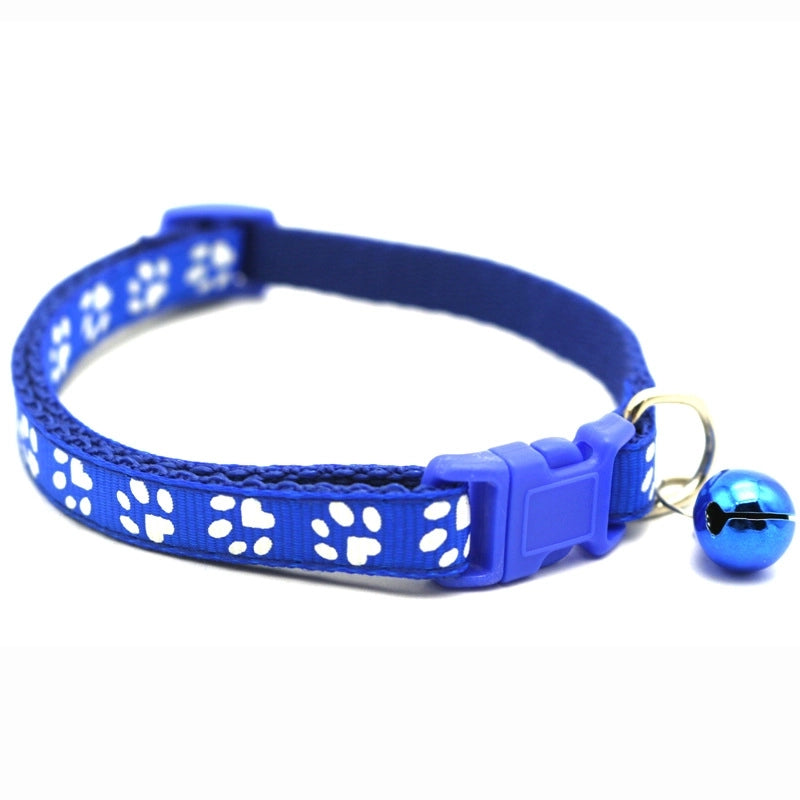 Pet Supplies Dog Cat Collar Color Footprint Print Belt Bell Dog Collar