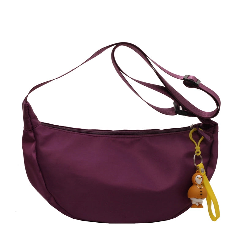 Women's Oxford Cloth Solid Color Streetwear Ornament Dumpling Shape Zipper Crossbody Bag