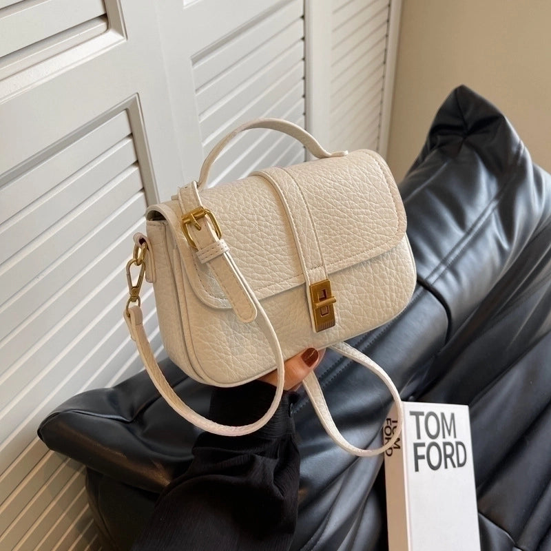 Women's Medium All Seasons Pu Leather Solid Color Streetwear Square Lock Clasp Handbag