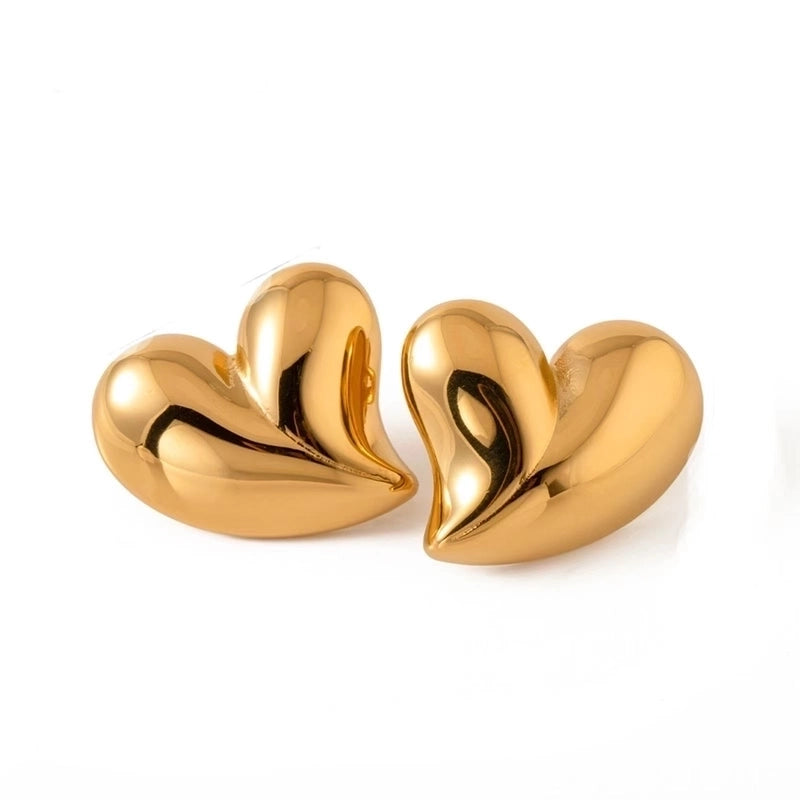 1 Pair Basic Minimalist Irregular Heart Shape Plating Titanium Steel Ear Studs