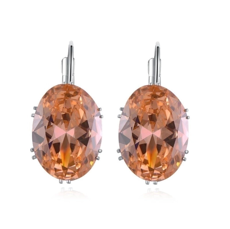 1 Pair Elegant Retro Oval Plating Inlay Copper Zircon Rhodium Plated Earrings