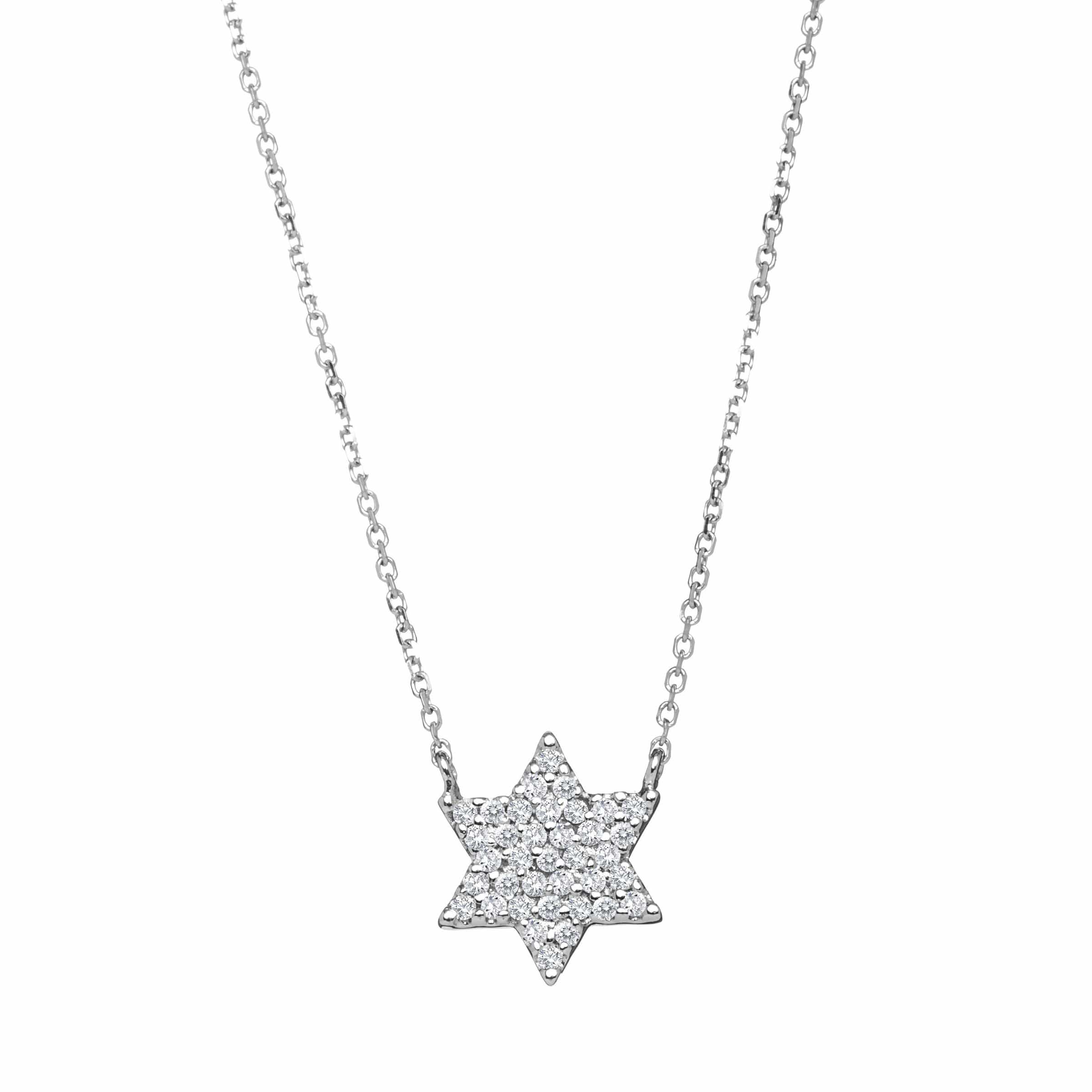 Diamond Star of David Necklace - Gold. White Gold or Rose Gold