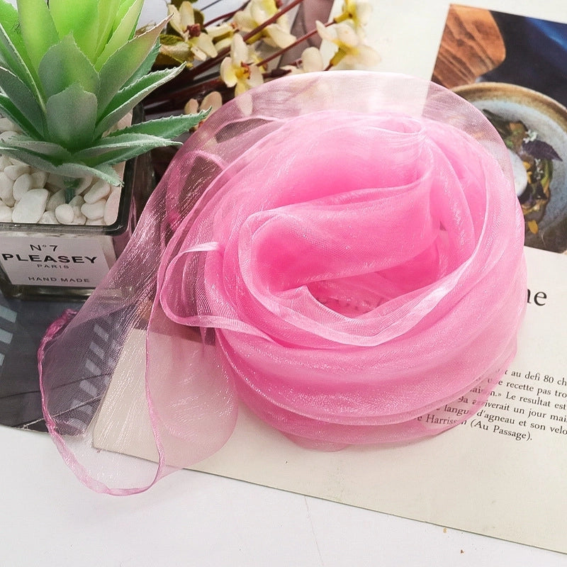Women's Sweet Solid Color Polyester Silk Scarf
