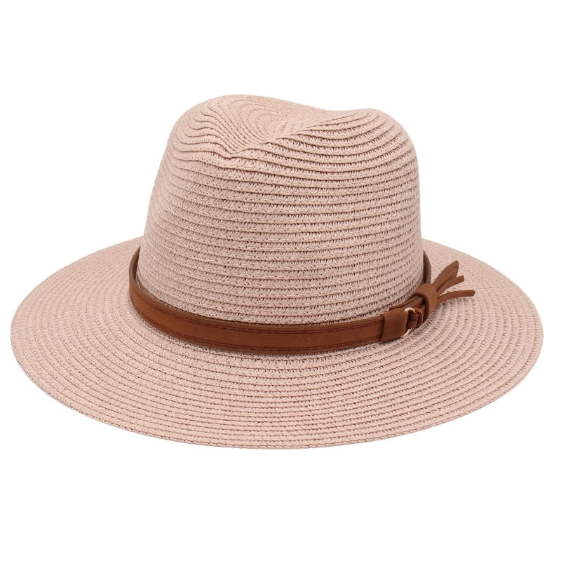 Unisex Pastoral Solid Color Wide Eaves Straw Hat