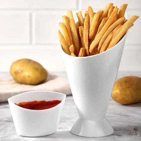 French Fries Dip Cone Cup With Sauce Holder