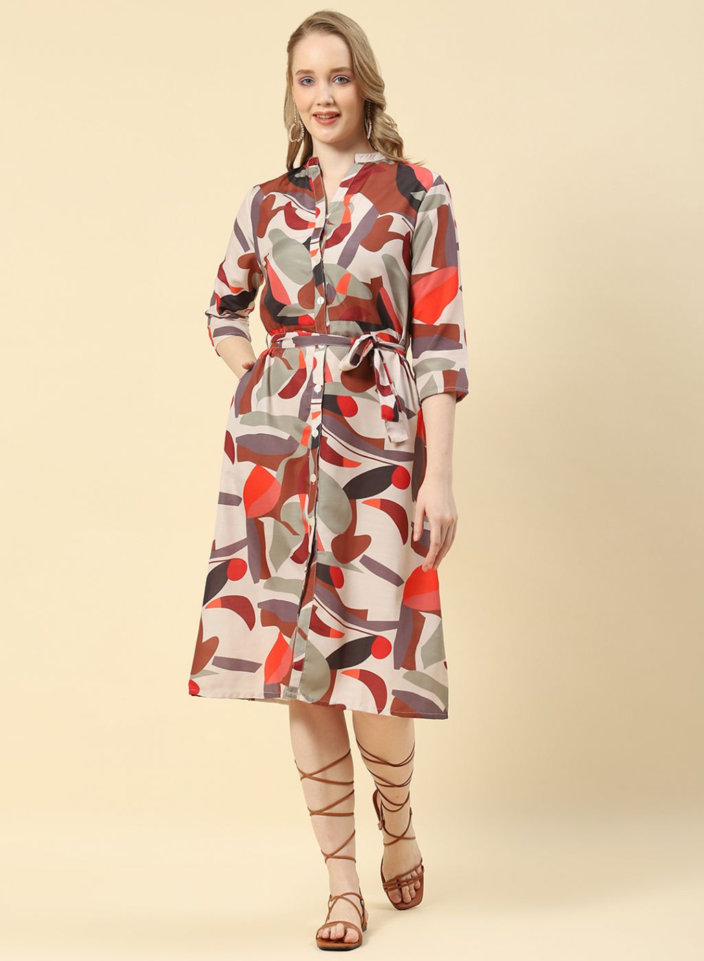 Women Brown Printed Dress