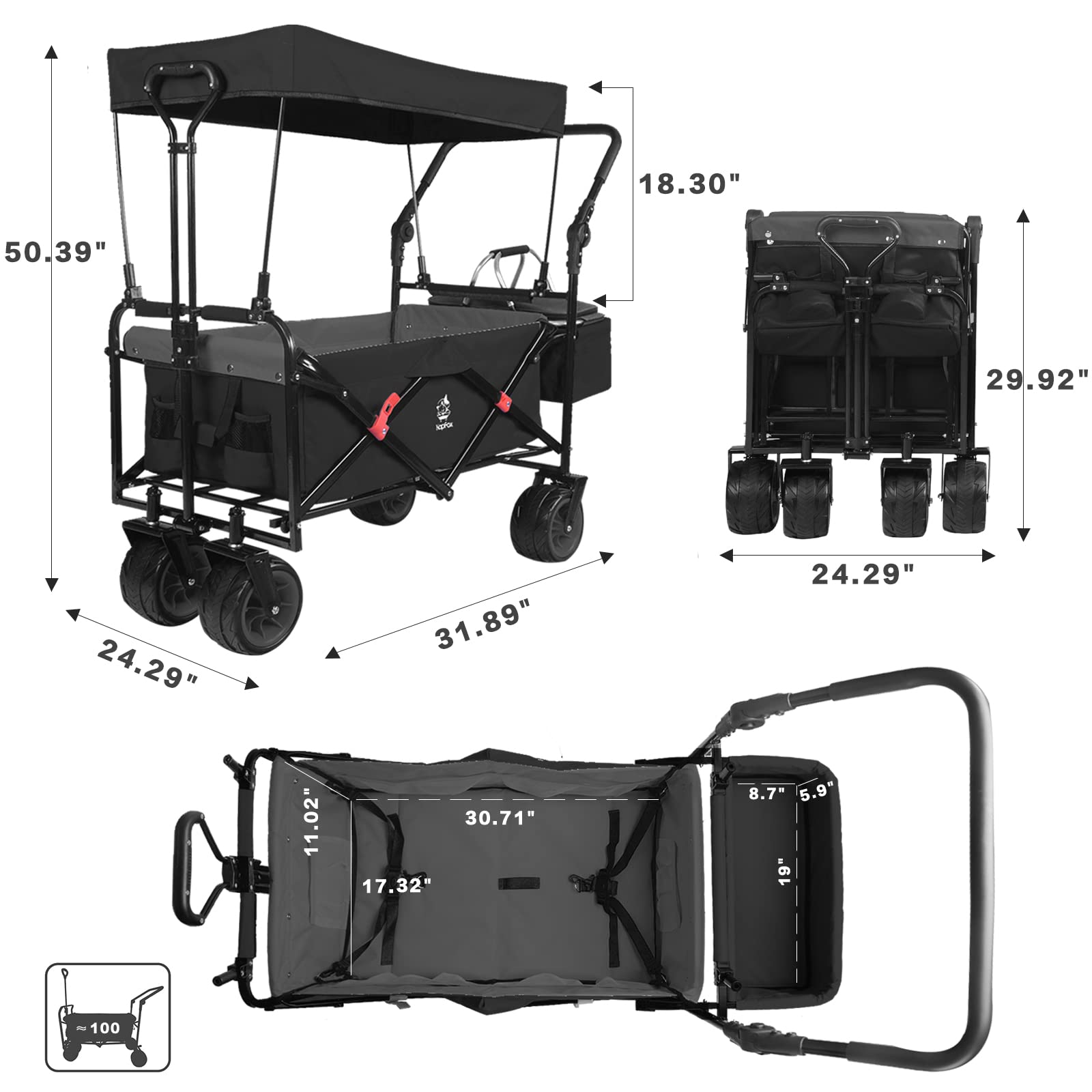 Heavy Duty Folding Cart with Removable Canopy