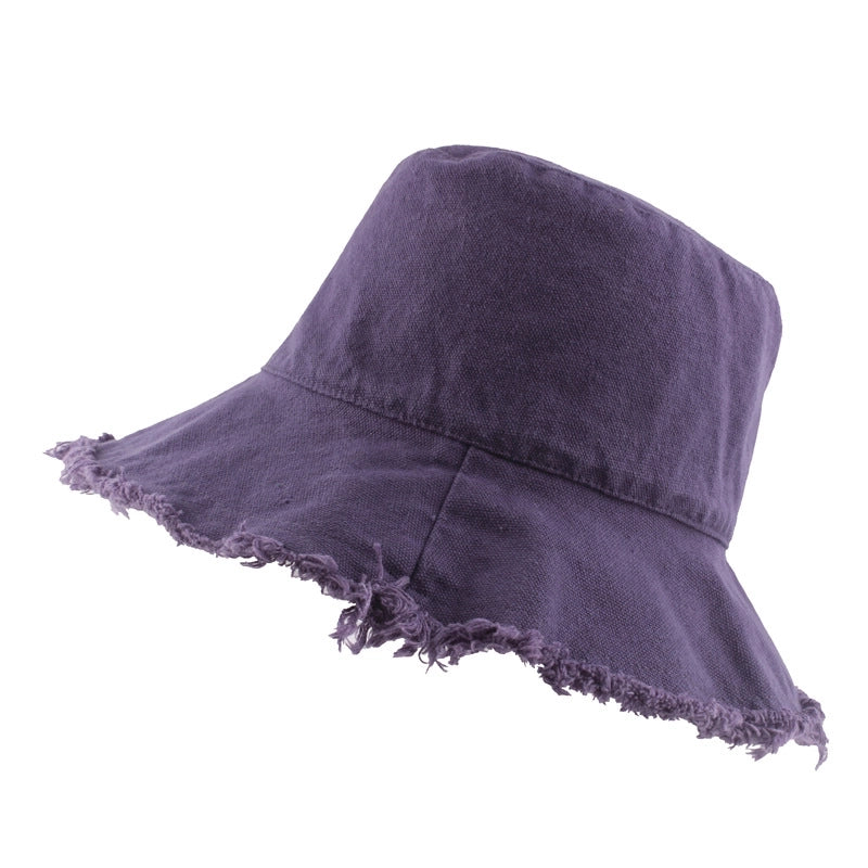 Women's Pastoral Minimalist Solid Color Wide Eaves Bucket Hat