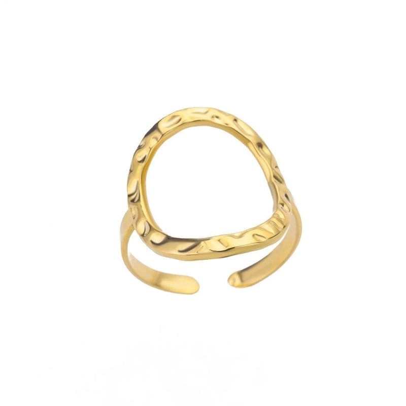 Minimalist Geometric Round Heart Shape 304 Stainless Steel 18K Gold Plated Plating Open Rings